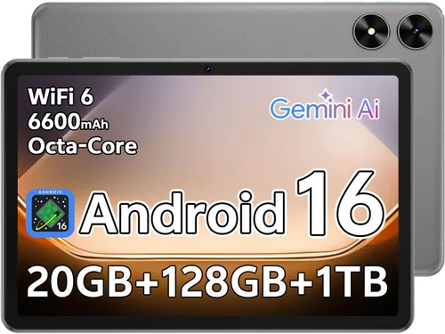 Vista 8 de Tablet 10.1 pulgadas, Android 16 Tablet, Azul Octa-Core, 20GB RAM 128GB ROM, 1TB expandible, pantalla táctil IPS 1280x800, GPS, batería 8H, WiFi