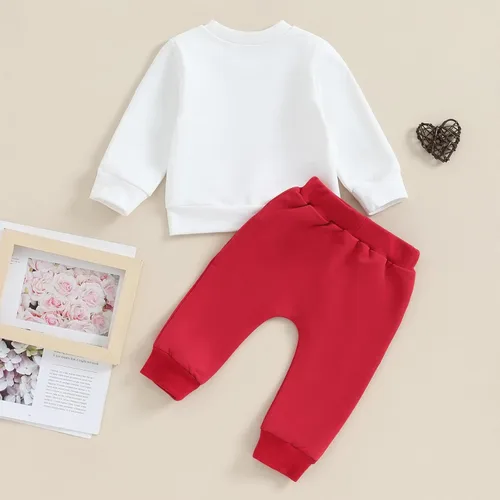 Vista 3 de GuliriFei Conjunto de sudadera con cuello redondo para el día de San Valentín para bebé niño
