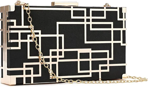 Vista 2 de CARIEDO Bolso Elegante de Noche para Mujer, Elegante Bolso de Mano de Terciopelo Exquisito, Bolso de Metal Hueco, para Promesa, Boda, Fiesta