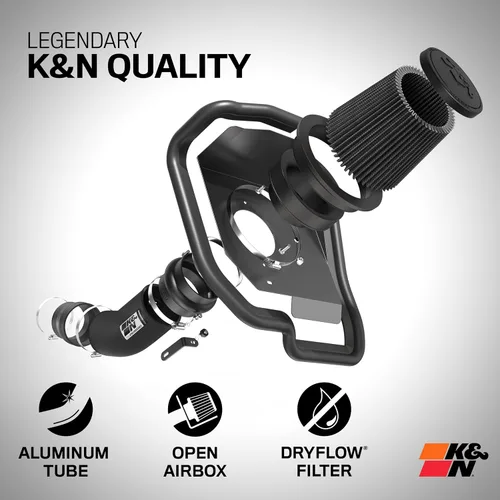 Vista 2 de K&N Sistema de admisión de aire frío: filtro de aire de alto flujo, aumento del rendimiento y aceleración: compatible con Chevrolet 2016-2020