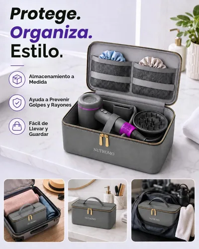 Vista 5 de NUTROMO Secador de pelo con estuche de transporte, secador iónico de alta Secador de pelo profesional de secado rápido de 3 minutos, iones negativos