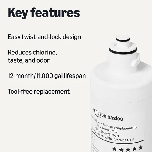 Vista 2 de Amazon Basics Cartucho de filtro de repuesto para filtro de agua debajo del fregadero, certificado NSF/ANSI 42 y 372, vida útil 1 año, 11,000