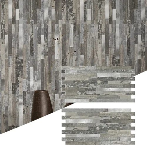 Vista 9 de KASARO 20 hojas de azulejos autoadhesivos para salpicaduras para cocina, mármol marrón blanco con rayas doradas antiguas, azulejos de mosaico