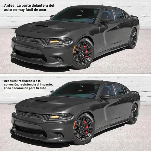 Vista 4 de Protector Divisor de Labio de Parachoques Delantero Compatible con Dodge Charger Hellcat/SRT 392 / Scat Pack/RT Scat Pack/GT/RT 2015-2021, Negro