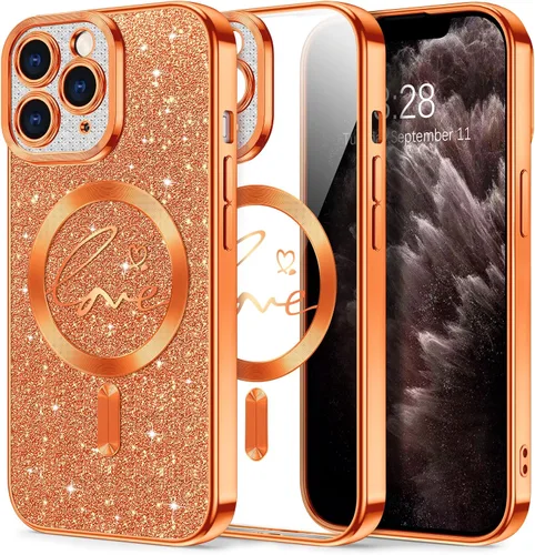 Vista 47 de Hython Funda para iPhone Air con purpurina, compatible con MagSafe Love Heart fundas magnéticas transparentes para teléfono para mujeres y niñas