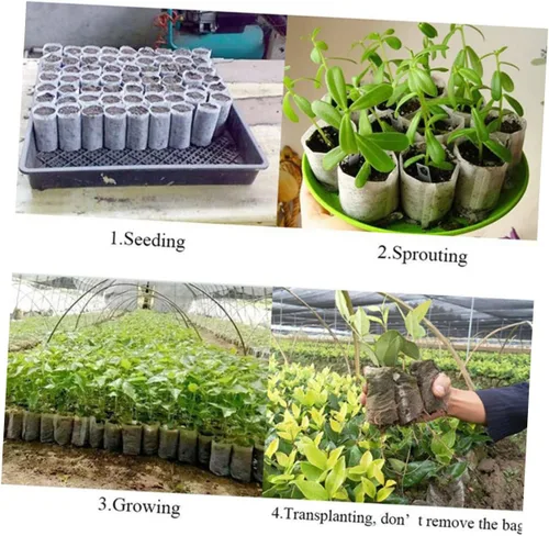 Vista 7 de 200Pcs Non-Woven Plant Grow Bags, White Biodegradable Nursery Pots