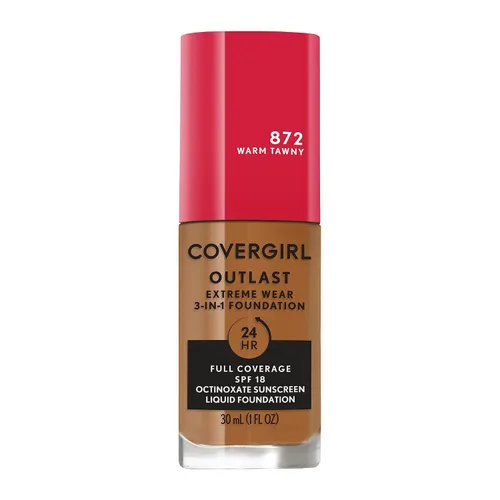 Vista 21 de Covergirl Outlast Extreme Wear Base líquida 3 en 1 de cobertura completa, protector solar SPF 18, beige pulido, 1 onza líquida