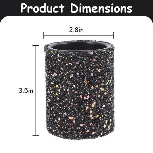 Vista 3 de Soporte para brochas de maquillaje, organizador de maquillaje, taza de encimera, cilindro moteado negro para pinceles y herramientas, ayuda a