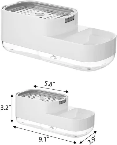 Vista 3 de Dispensador de jabón para fregadero de cocina, dispensador de jabón 2 en 1 y soporte de esponja para fregadero de cocina. Dispensador de jabón de 21