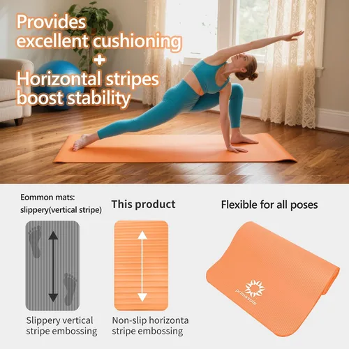 Vista 3 de Primasol Yoga Mat, 0.4 inch (10 mm), 0.6 inch (15 mm), Thick Wide, Exercise Mat, Fitness, Pilates, Muscle Training, Yoga