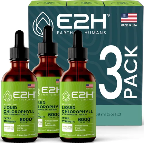 Vista 8 de E2H - Gotas líquidas de clorofila, estimulante de energía natural, apoyo al sistema inmunológico y desodorante interno, sabor a menta, 2 onzas
