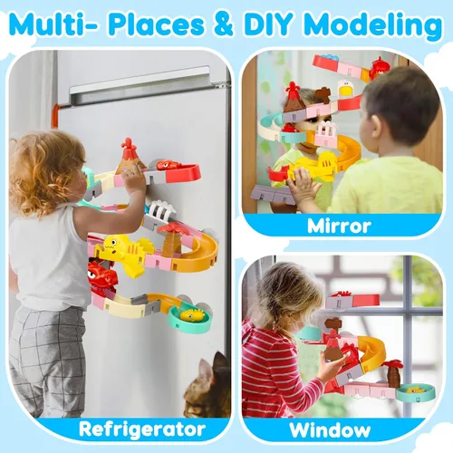 Vista 6 de Juguetes de Baño de Dinosaurios para Niños de 1-3 y 4-8 años, 43 PIEZAS Pistas de Toboganes de Agua DIY con 3 Bañeras de Baño para Niños Pequeños