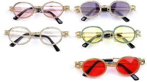 Vista 6 de mincl Gafas de sol estilo punk UV400 con marco metálico ovalado