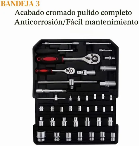 Vista 4 de FLZOSPER Juego de herramientas resistentes de 799 piezas con ruedas rodantes, caja de aluminio para carretilla, kit de herramientas para el hogar