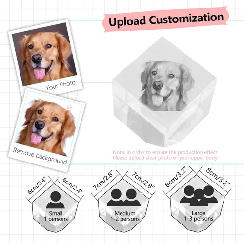 Vista 5 de Foto de cristal 3D, marco de fotos de cristal personalizado, grabado personalizado con tu propia foto, regalo personalizado de Navidad, papá