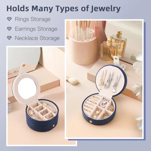 Vista 4 de RASIEYA Organizador de joyas de viaje, elegante y pequeño joyero de viaje para mujeres y niñas, accesorios esenciales de viaje, regalo ideal