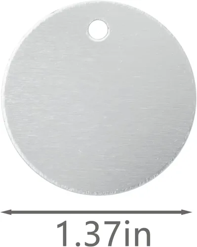 Vista 2 de Etiquetas redondas de aluminio en blanco para estampar espacios en blanco para grabar, paquete de 25 (plata)