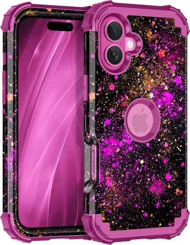 Vista 52 de Miqala Funda para iPhone 12, iPhone 12 Pro, que brilla en la oscuridad, tres capas, resistente a los golpes, protección de plástico duro + funda