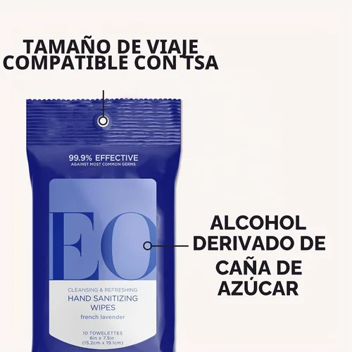 Vista 2 de EO Toallitas desinfectantes de manos, lavanda francesa, 10