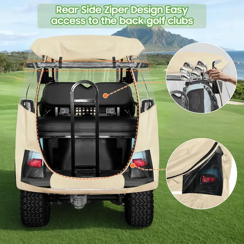 Vista 4 de 10L0L Carcasa para carrito de golf para 4 pasajeros para Club Car Precedent de 57 pulgadas, cubierta de lluvia transparente impermeable 600D