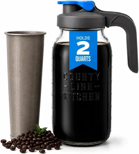Vista 10 de County Line Kitchen - Cafetera de café frío de 64 onzas con tapa a prueba de fugas, color negro