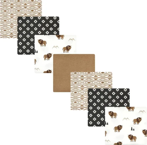 Vista 125 de Hudson Baby Unisex Baby Cotton Flannel Receiving Blankets Bundle, Neutral Woodland Pals, One Size (Pack of 2)