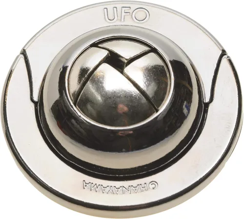 Vista 4 de UFO Hanayama Brain Teaser rompecabezas, nueva versión 2019, clasificación de dificultad de nivel 4, bolsa de terciopelo rojo con cordón, paquete
