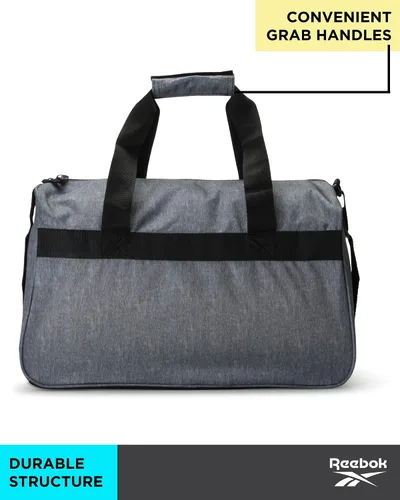 Vista 5 de Reebok Bolsa de lona - Warrior II Sports Gym Bag - Ligero de mano en el fin de semana equipaje nocturno para viajes, playa, yoga, gris jaspeado