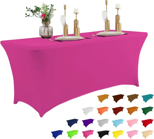 Vista 43 de IVAPUPU - Mantel de elastano para mesas rectangulares, ajustado, elástico, lavable, protector de mesa para eventos, fiestas, bodas, cócteles, Negro