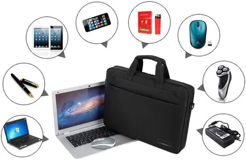Vista 4 de Bolsa de transporte para monitor de dibujo con bandolera grande impermeable con guante de artista para Huion GT-156HD V2 Wacom Cintiq 16 DTK1660