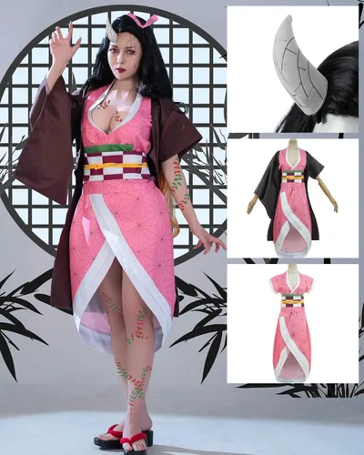 Vista 2 de Nuoqi Zentisu Tanjiro Cosplay - Disfraz de Giyuu Tomioka para adultos disfraz de anime Shinobu para Halloween