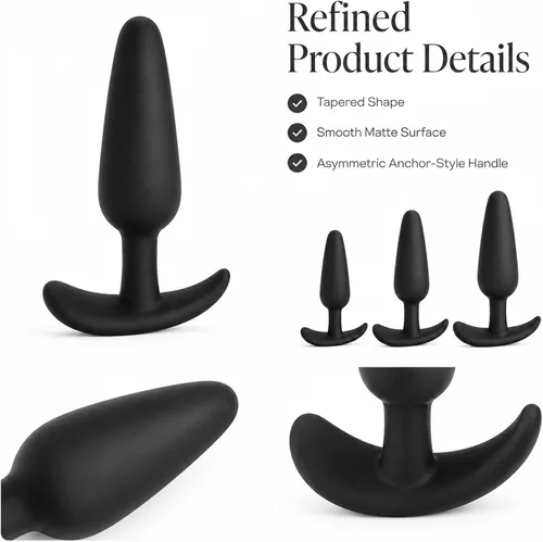 Vista 3 de Enchufe anal de entrenamiento anal, 3 juguetes sexuales de silicona para adultos, kit de juguetes sexuales anales para parejas principiantes