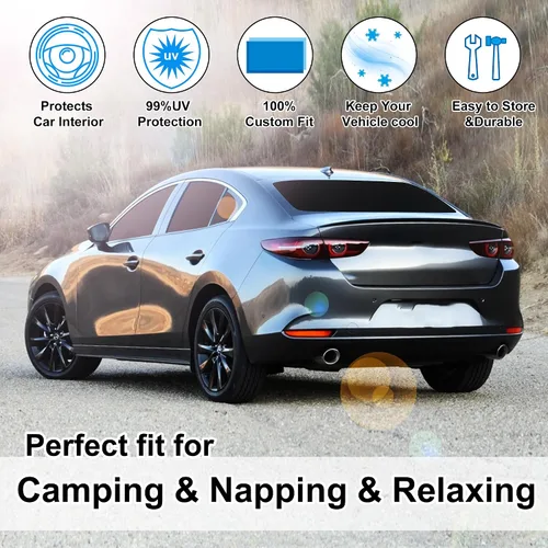 Vista 6 de TINGLU Parasoles para Ventanas para Mazda 3 2019-2026 Accesorios Coche Ventanas Laterales Completas Parabrisas Triangular Trasero Protector Solar