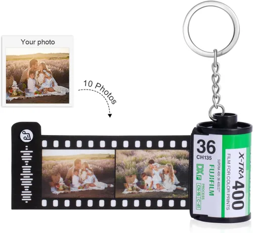 Vista 2 de Llaveros personalizados con fotos, llavero personalizado con rollo de película de cámara de imagen, regalo para novio
