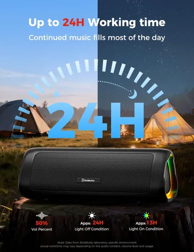 Vista 5 de Altavoz Bluetooth, sonido HD de 20 W, inalámbrico portátil, IPX5 impermeable, hasta 24 horas de reproducción, emparejamiento TWS, para hogar