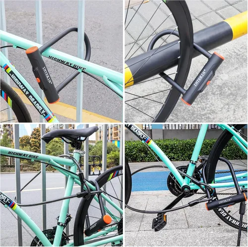Vista 7 de Bike U Lock Heavy Duty Bike Lock Bicycle Lock, 16mm U Lock and 3ft / 5ft / 6ft Length Security Cable with Sturdy Mounting Bracket for Bicycle