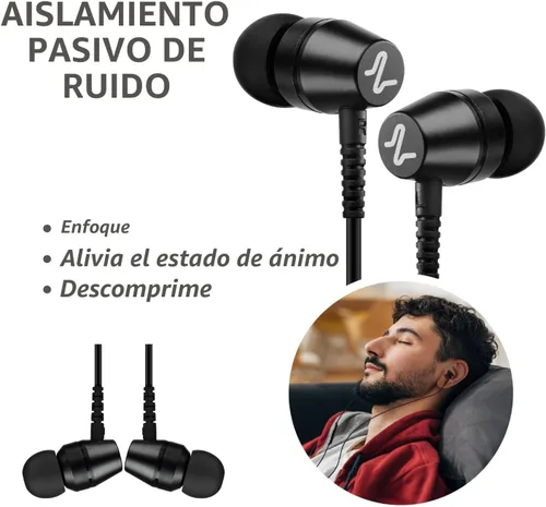 Vista 5 de LUDOS OMNITONE Auriculares con cable in-ear, 5 años de garantía, auriculares con micrófono, conector de 3.5 mm, auriculares con cable