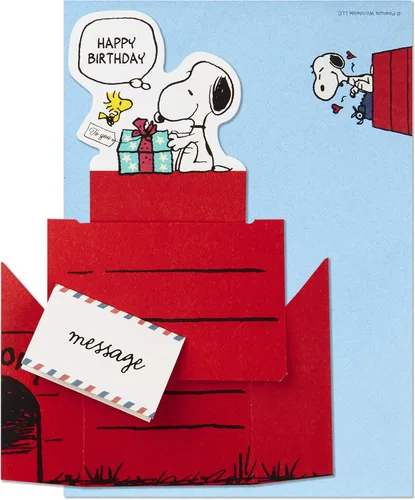 Vista 2 de Tarjeta de felicitación de cumpleaños emergente de Peanuts Snoopy de Hallmark (Casa del perro de Snoopy)