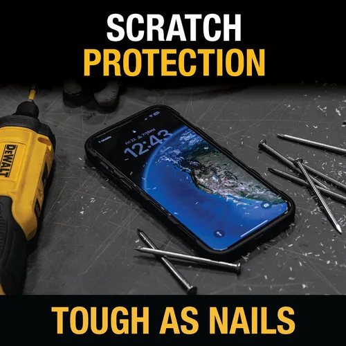 Vista 3 de DEWALT Protector de pantalla de vidrio resistente para iPhone 12 Pro Max, paquete de 2 protectores de pantalla de vidrio templado, compatible