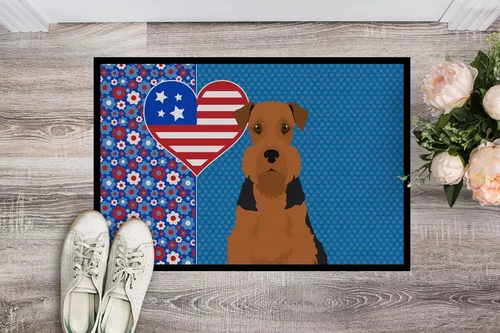 Vista 2 de Caroline's Treasures WDK5119JMAT Airedale Terrier USA - Tapete para interiores o exteriores, 24 x 36 pulgadas, tapete para puerta delantera
