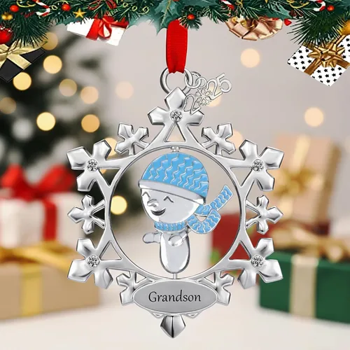 Vista 10 de Adorno de Navidad para bebé 2024, adornos de Navidad personalizados, oso de peluche de metal con gorra de Navidad roja, adorno colgante para árbol