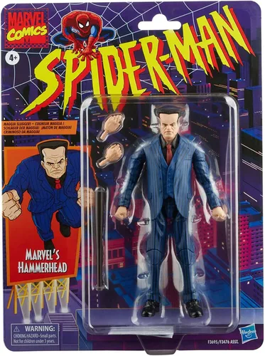 Vista 5 de Marvel Legends Series Spider-Man - Figura de acción de Marvel Hammerhead de 6 pulgadas, incluye 3 accesorios: 2 manos alternativas, 1 bate de béisbol
