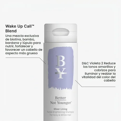Vista 2 de Better Not Younger Silver Lining - Champú morado para cabello gris, 8.4