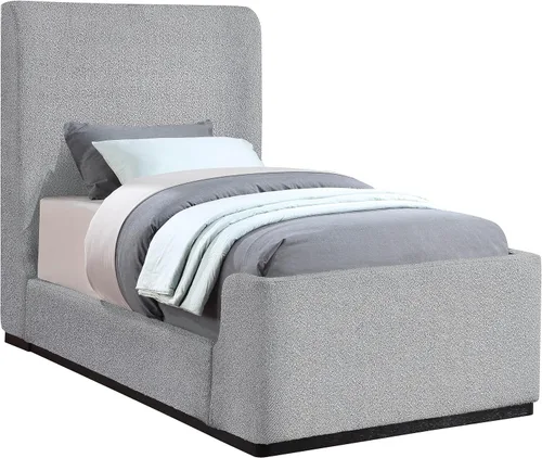 Vista 12 de Meridian Furniture OliverCream-T Colección Oliver Modern Cama individual tapizada de tela boucle contemporánea con acabado de cepillo de alambre