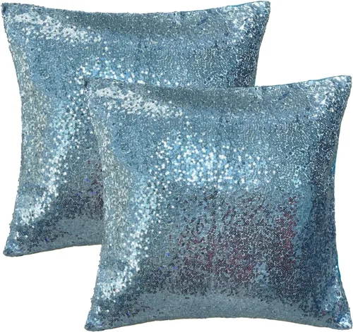 Vista 8 de iMaylex Juego de 2 fundas de almohada decorativas cuadradas brillantes con lentejuelas para Pascua, fiesta lumbar, otoño, boda, Navidad, Año Nuevo