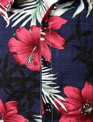 Vista 3 de JOGAL - Camisa hawaiana de manga corta con botones para hombre