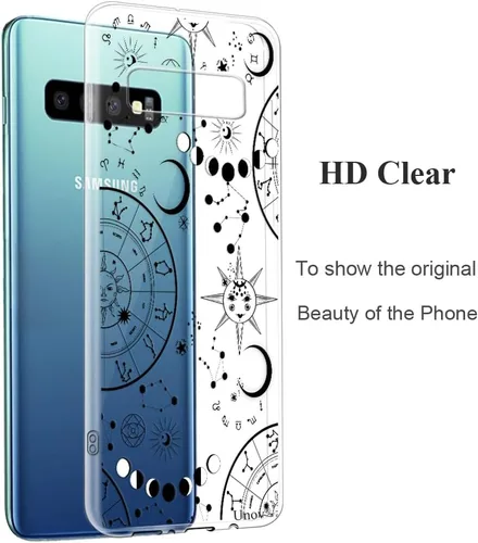 Vista 33 de Unov Funda para Galaxy S10, transparente con diseño en relieve, flor Flor estética