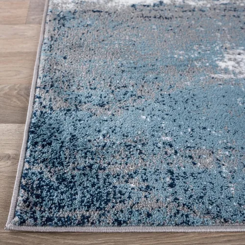 Vista 3 de Rugshop Alfombra abstracta azul envejecida moderna inspirada en acuarela bohemia para entrada, cocina y baño, 2 x 3 pies