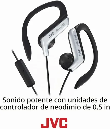 Vista 5 de Audífonos deportivos ajustables con mando y micrófono, color azul JVC HAEBR80A Negro
