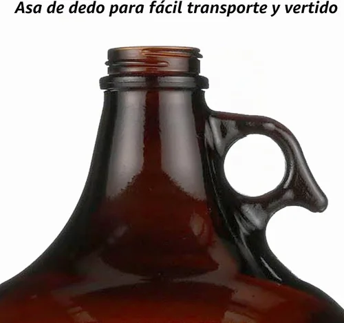 Vista 4 de Jarra de vidrio ámbar de 1 galón (128 oz) con tapa de 1.496 in